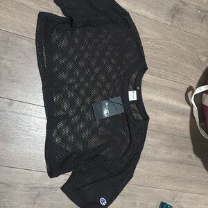 Champion Black Mesh Crop Top Size Large
